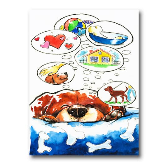 Designart - Dog Dreams - Children's Art Canvas Wall Art Print